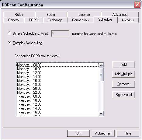 Screenshot of POPcon schedule settings